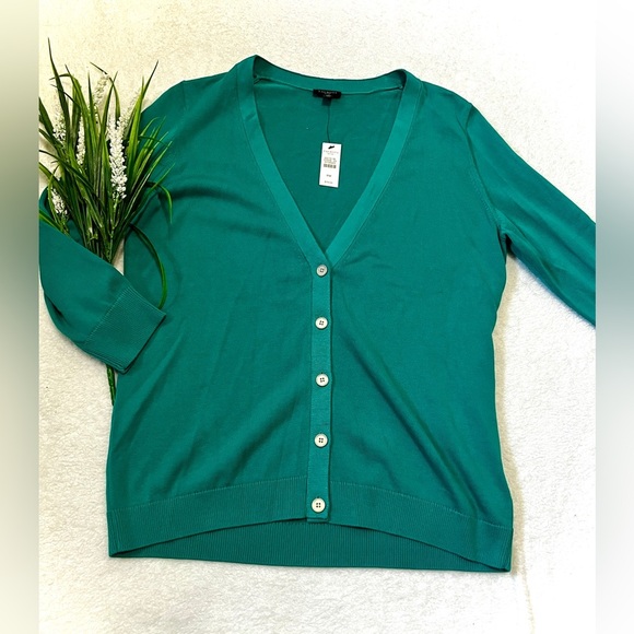 Talbots NWT Teal V-Neck Button Cardigan - Medium Petite - Picture 1 of 9